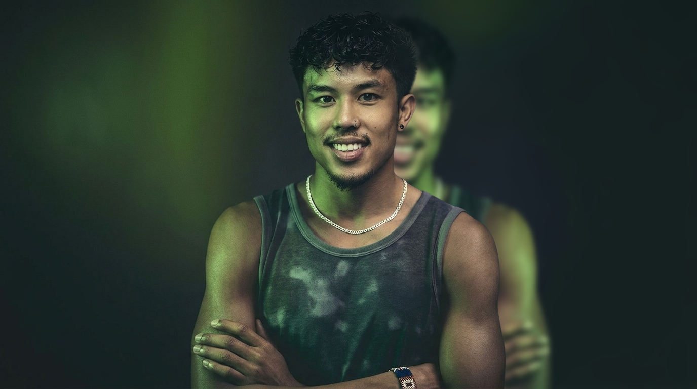 Portrait in calm green light